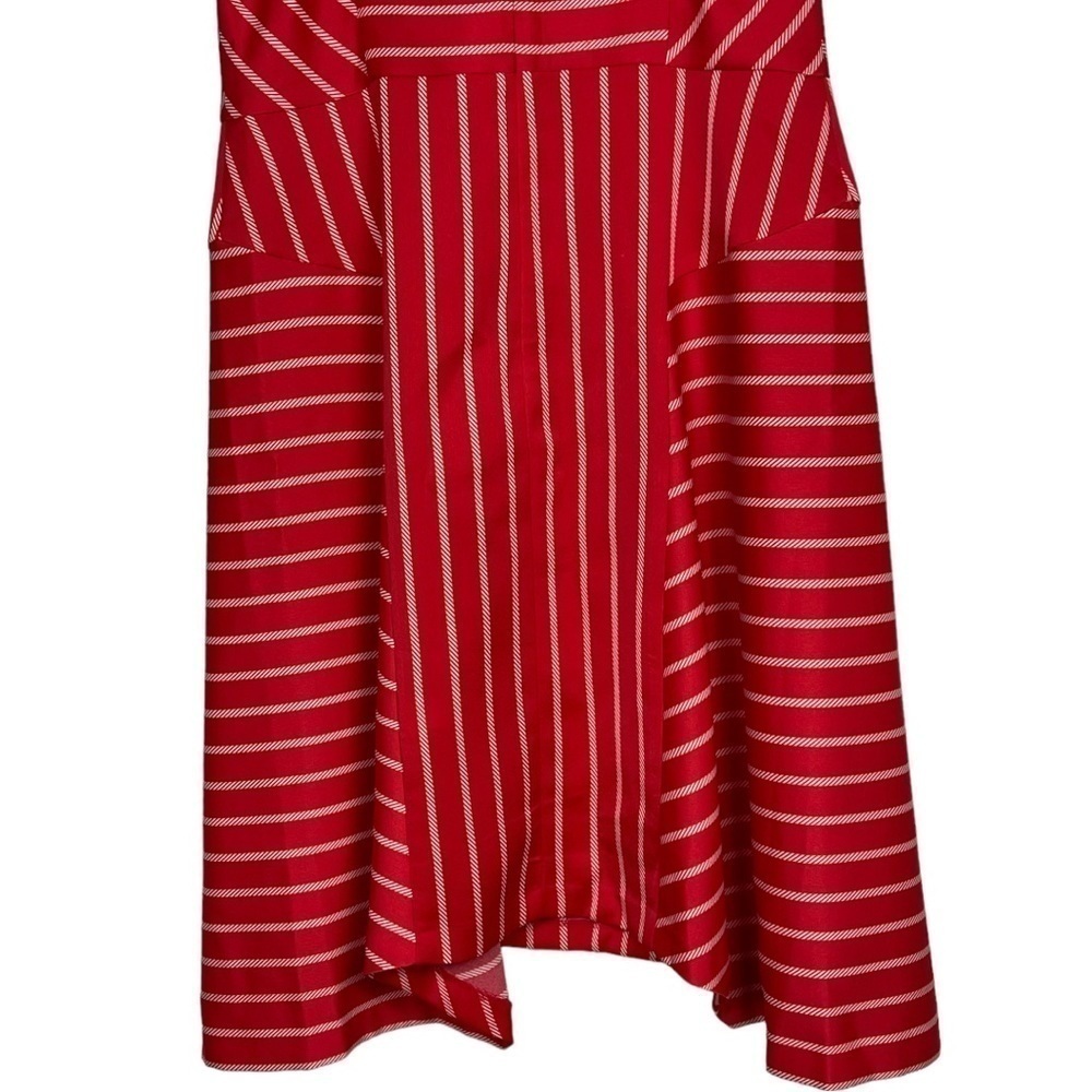 BANANA REPUBLIC STRIPED RED SQUARE NECK SPAGHETTI STRAP HANDKERCHIEF HEM DRESS - Picture 5 of 14